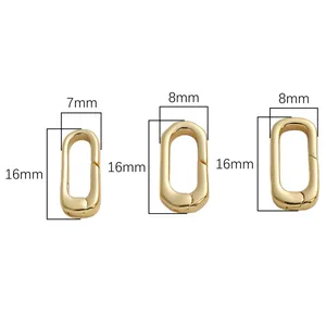 Measurement detail of 14K gold-filled oval spring clasps for DIY jewelry crafting