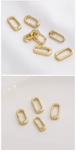 High-quality 14K gold-plated oval carabiner spring clasps for DIY jewelry making