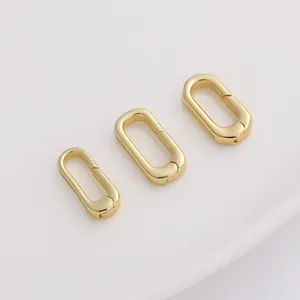 14K Gold Filled Alloy Oval Spring Clasp Long O-Shape Connector For DIY Necklace Bracelet Jewelry Making Findings