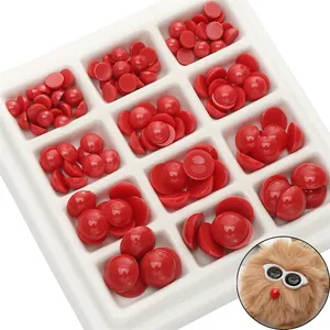 Red acrylic flatback half beads for DIY animal eye and doll making accessories