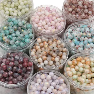 Assorted 10mm cracked glass beads with gold splatter effect for DIY jewelry