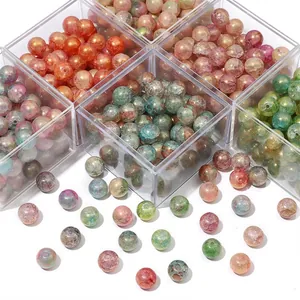 Assorted 10mm gradient glass crackle beads for DIY handmade jewelry in clear boxes