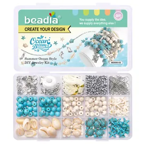 Sommer Ozean Stil Türkis Muschel 15-Gitter DIY Schmuckherstellung Kit für Armbänder