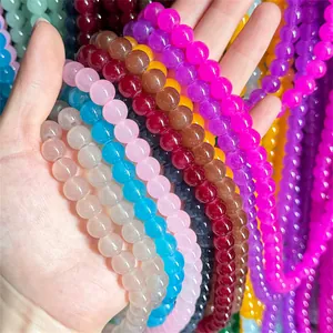 Perles rondes en verre transparentes de 8mm pour la création de bijoux DIY.