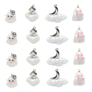 Selection of pearlescent Halloween resin and alloy pendants for DIY jewelry making projects
