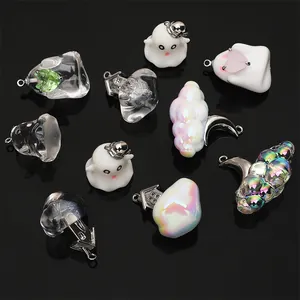 Halloween resin and alloy pendants featuring cloud moon and ghost shapes for DIY jewelry