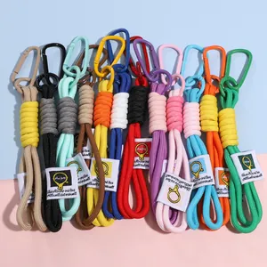 Portachiavi Intrecciato a Mano in Nylon Multicolore Moschettone in Lega per Borsa Cellulare Fai da Te Accessori Regalo