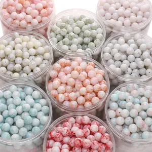 Glass Beads Faux Cracked Porcelain Round Loose Beads For DIY Jewelry Making Bracelets Necklaces Handmade Crafts Women Jewelry Accessories
