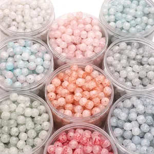 Perle di vetro craquelé colorate miste per la creazione di gioielli fai-da-te