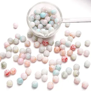 10mm pastel water-dye cracked glass beads for DIY handmade jewelry making accessories