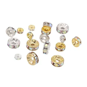 Premium electroplated rondelle spacer beads with inlaid crystals for DIY jewelry making projects
