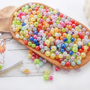 Detailed macro view of colorful AB coated acrylic bubble beads for DIY jewelry making
