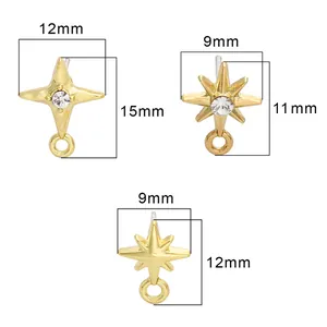 Dimensions of alloy star earring studs for DIY jewelry making with gold finish