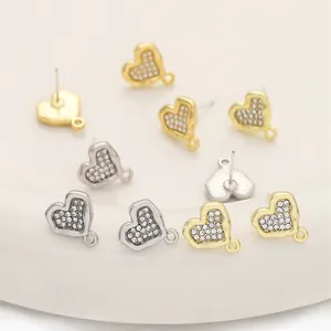 Alloy Earring Stud Findings With Loop Heart Star Moon Irregular Shape Rhinestone Artificial Pearl Earring Components For DIY Jewelry Making Accessories