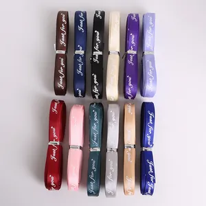 Detailed display of colorful satin ribbons with Just for you printed text for DIY gift wrapping
