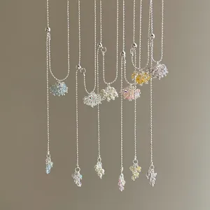Dopamine Alloy Colorful Crystal Grape Cluster Long Necklace For Women Gold Plated Rhinestone Artificial Pearl Necklace Jewelry