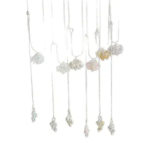 Elegant colorful crystal grape cluster long necklace with adjustable silver chain
