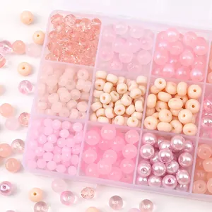 Pink Glass Beads DIY Jewelry Making Material Transparent Round Crystal Beads Rondelle Bamboo Shape Beads For Bracelet Necklace Handcraft Findings