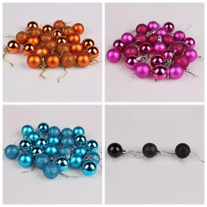 Set of assorted colorful Christmas tree balls with glossy matte and glitter finishes