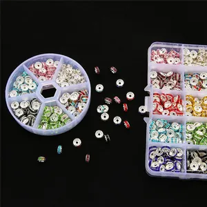 Buntes Kristall-Strass-Abstandshalter-Perlen-Set in Box für DIY-Schmuckherstellung
