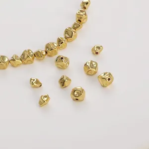 14k gold-plated irregular faceted spacer beads for DIY jewelry making accessories