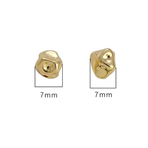 Two irregular 14k gold filled stone-shaped spacer beads for DIY jewelry making 7mm