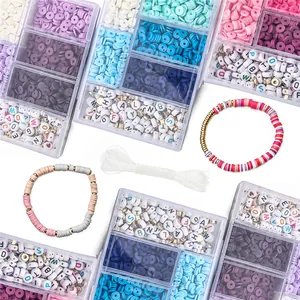 Umfangreiches DIY 6mm Polymer-Ton-Perlen-Set zum Basteln bunter handgemachter Armbänder.