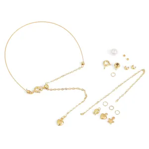 14K gold plated DIY jewelry accessory kit featuring heart and star charms for crafting
