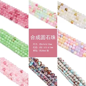 Perles en Vrac Rondes en Pierre Synthétique Pour Création de Bijoux DIY Bracelet Collier Perles à Trou Droit 4mm 6mm 8mm 10mm