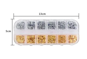 12-Fächer Schmuckset mit goldenen und silbernen Biegeringen und Karabinern, 13x5cm