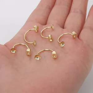 14K goud gevulde C-vormige oorknopjes met parelcups voor handgemaakte sieraden