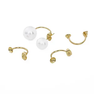 14K vergulde C-vormige pareloorbelonderdelen met vlindersluiting voor DIY sieraden maken