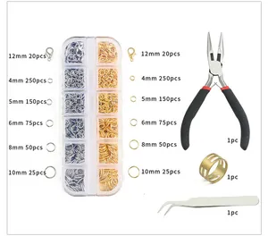 DIY Schmuckherstellungs-Set mit Biegeringen, Karabinern und Werkzeugen in Größen