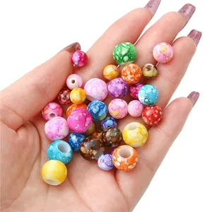 Surtido de cuentas acrílicas de colores redondas y barril para crear joyería DIY