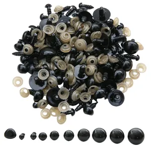 Diverses tailles d'yeux de sécurité en plastique noir pour la fabrication de poupées