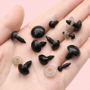 Yeux de sécurité en plastique noir avec rondelles pour la fabrication de poupées DIY