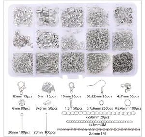 Complete jewelry findings kit showing component sizes and quantities for DIY crafting.