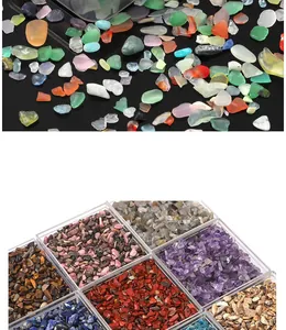 Vielfalt an 3-5mm bunten Achat- und Kristallchips für DIY-Schmuckherstellung und Deko.