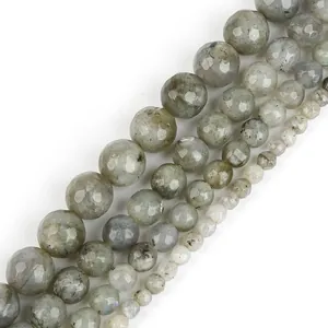 Detail macro view of faceted natural stone beads for DIY jewelry making accessories