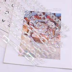 Translucent iridescent acrylic chain links for DIY handmade jewelry necklaces and bracelets