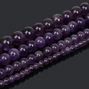 Natural purple amethyst round beads for DIY jewelry making accessories and necklaces