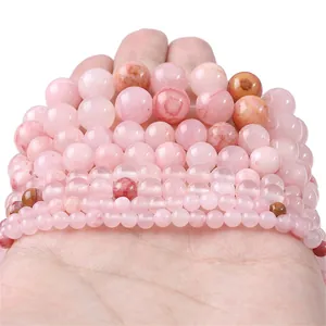 Perle rotonde in giada persiana sintetica rosa per accessori per gioielli artigianali fai da te