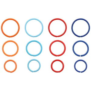 Set of colorful DIY iron split rings in various sizes for jewelry making and crafts