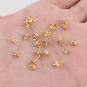 Detalle de copas de oro de 14K para cuentas semi-perforadas, accesorios de joyería DIY