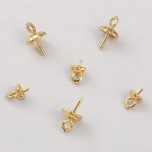Casquillos de perlas bañados en oro de 14K con ojales para bisutería artesanal DIY