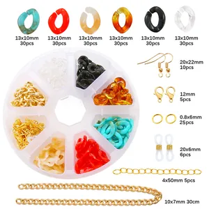 Acrylic Twisted Link Chain Jewelry Making Kit With Alloy Earring Hooks Jump Rings Lobster Clasps For DIY Crafting Bracelet