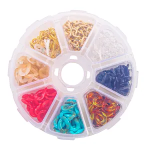 8-compartment organizer box with colorful acrylic twisted chain links for DIY jewelry making