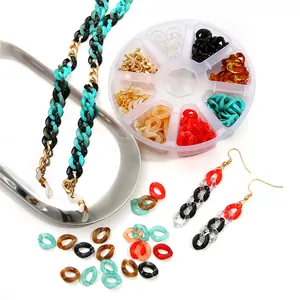 DIY acrylic twisted chain links kit for handmade earrings and necklaces jewelry making