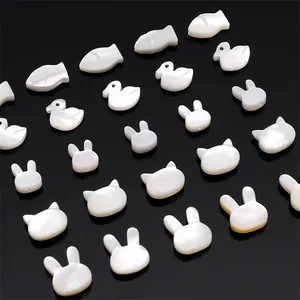 Perles d'animaux en coquille naturelle blanche pour la création de bijoux DIY personnalisés