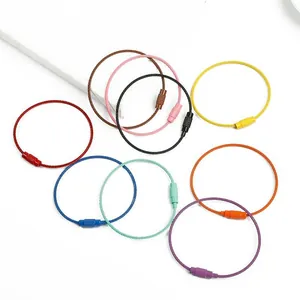 Assorted candy-colored stainless steel wire keychain rings for DIY jewelry making crafts